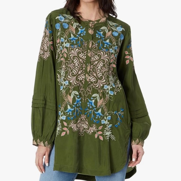 Johnny Was Tops - Johnny Was Gila Embroidered Tunic Size M